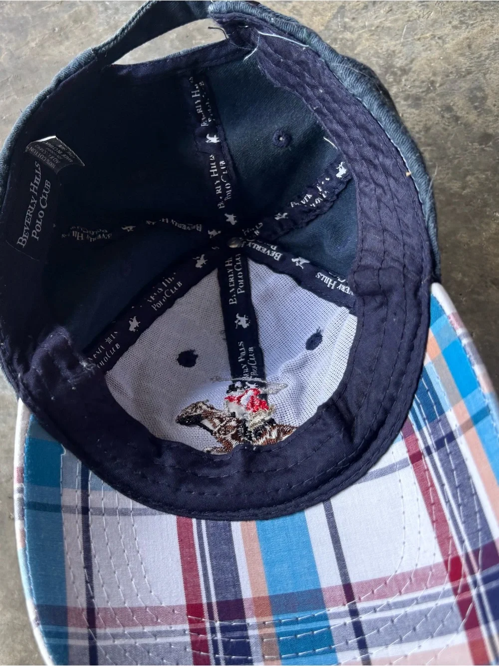 Beverly Hills Polo Club Navy & Plaid Baseball Cap O/S